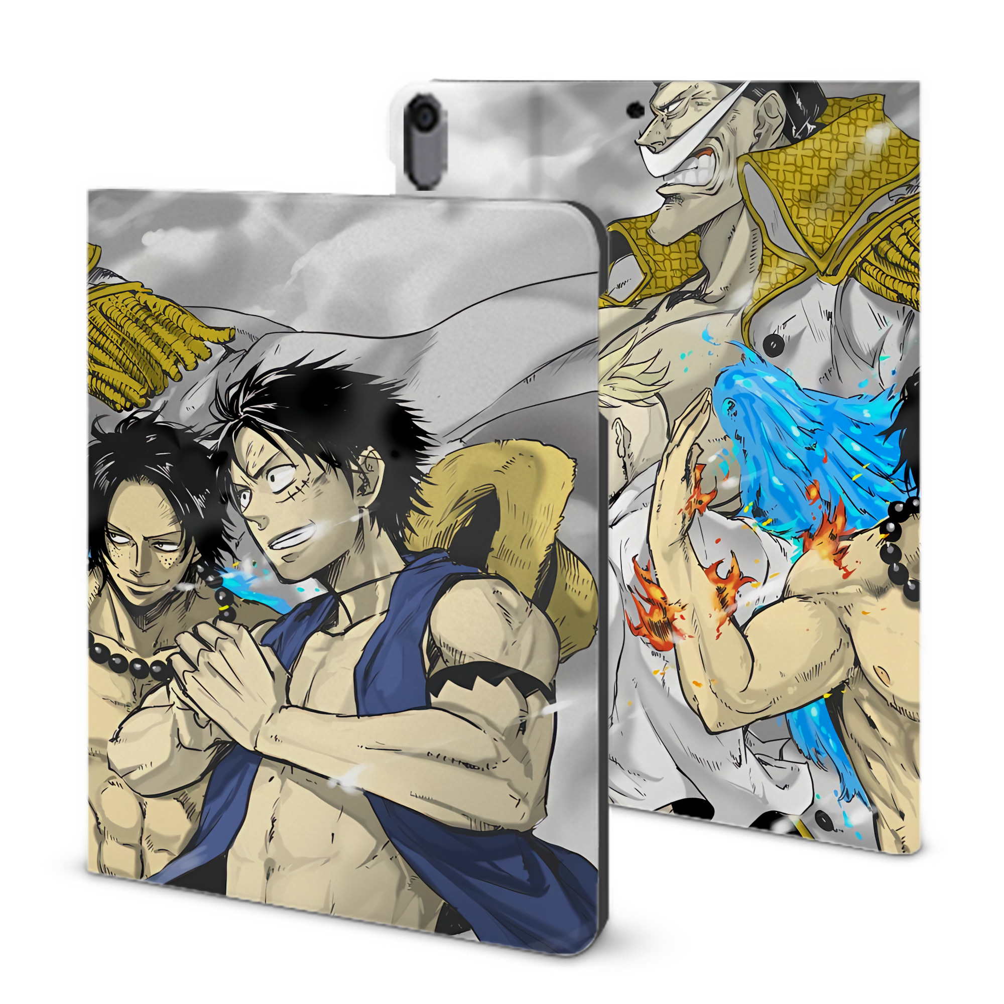 ワンピース ONE PIECE IPad ケース ブック型 PUレザー TPU 耐衝撃 軽量 薄型 ペン収納なし 全面保護 IPad 各モデル対応